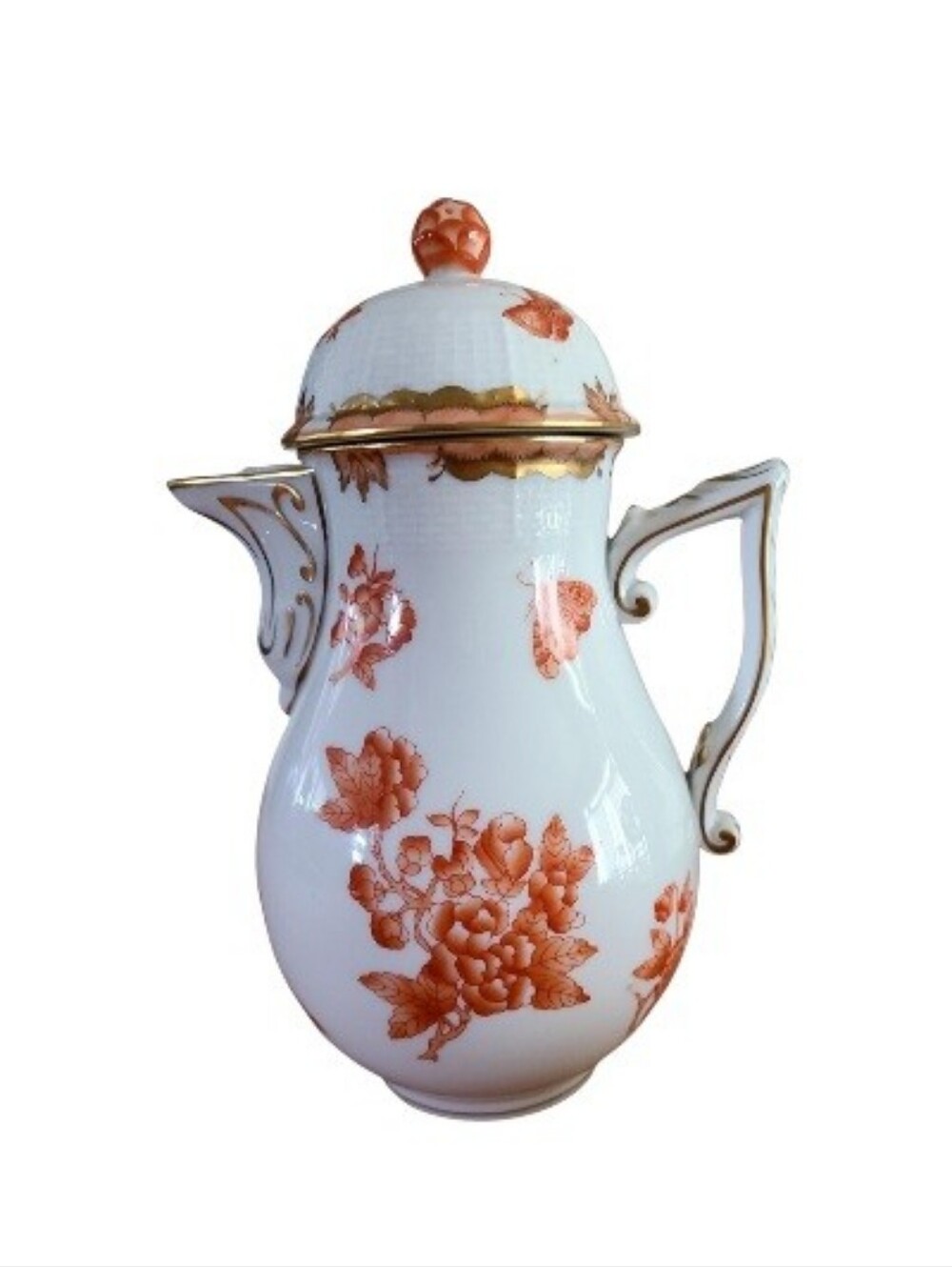 Herend Vintage 1960s Fortuna Rust  8.5”High Coffee Pot